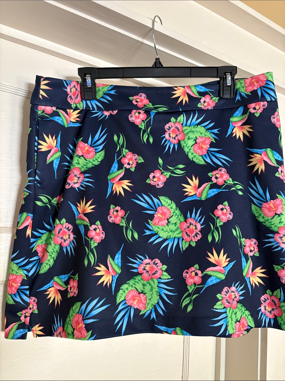 Greg Norman 2XXL Navy Floral Golf Skort with Pink, Green & Blue Tropical Print